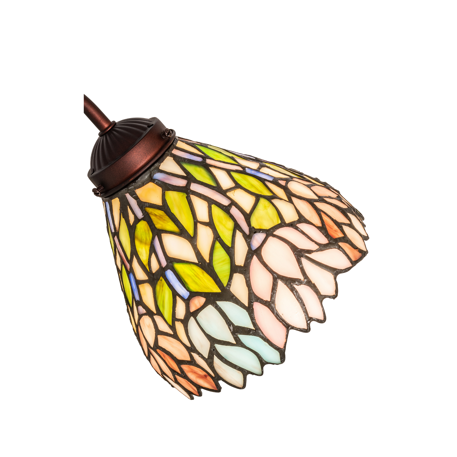18-inch tiffany desk lamp wisteria. Close up of glass shade. 