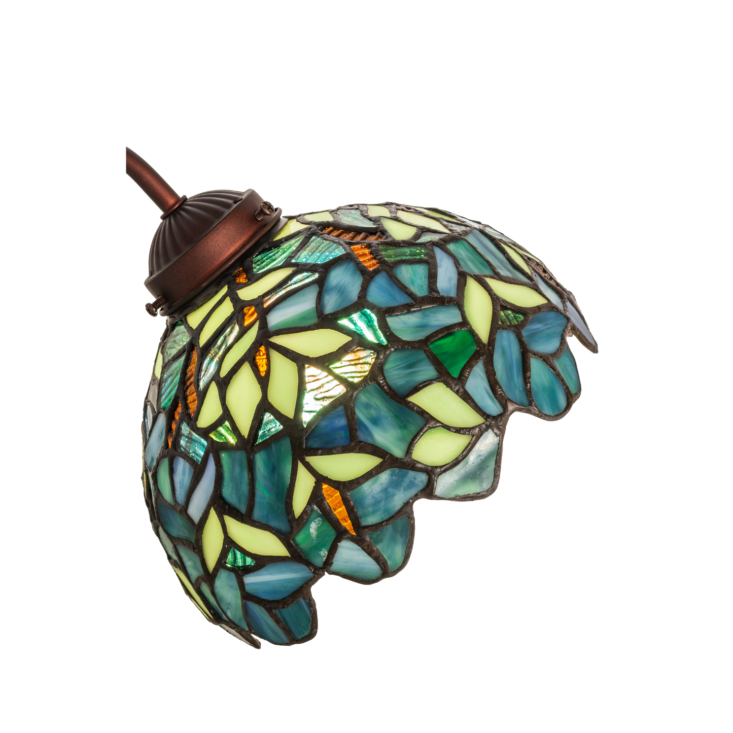 18-inch tiffany desk lamp wisteria nightfall. Close up glass shade. 