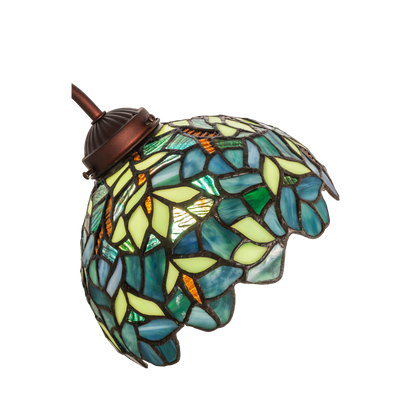 18-inch tiffany desk lamp wisteria nightfall. Close up glass shade. 