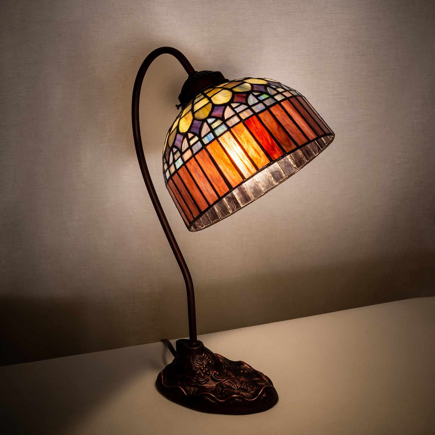 18 inch tiffany desk lamp candice on dark background. 