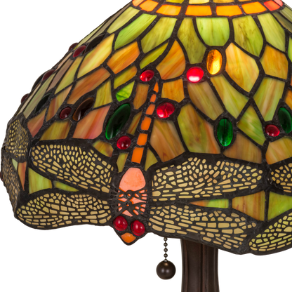18 inch tiffany dragonfly lamp. Close up of glass shade. 