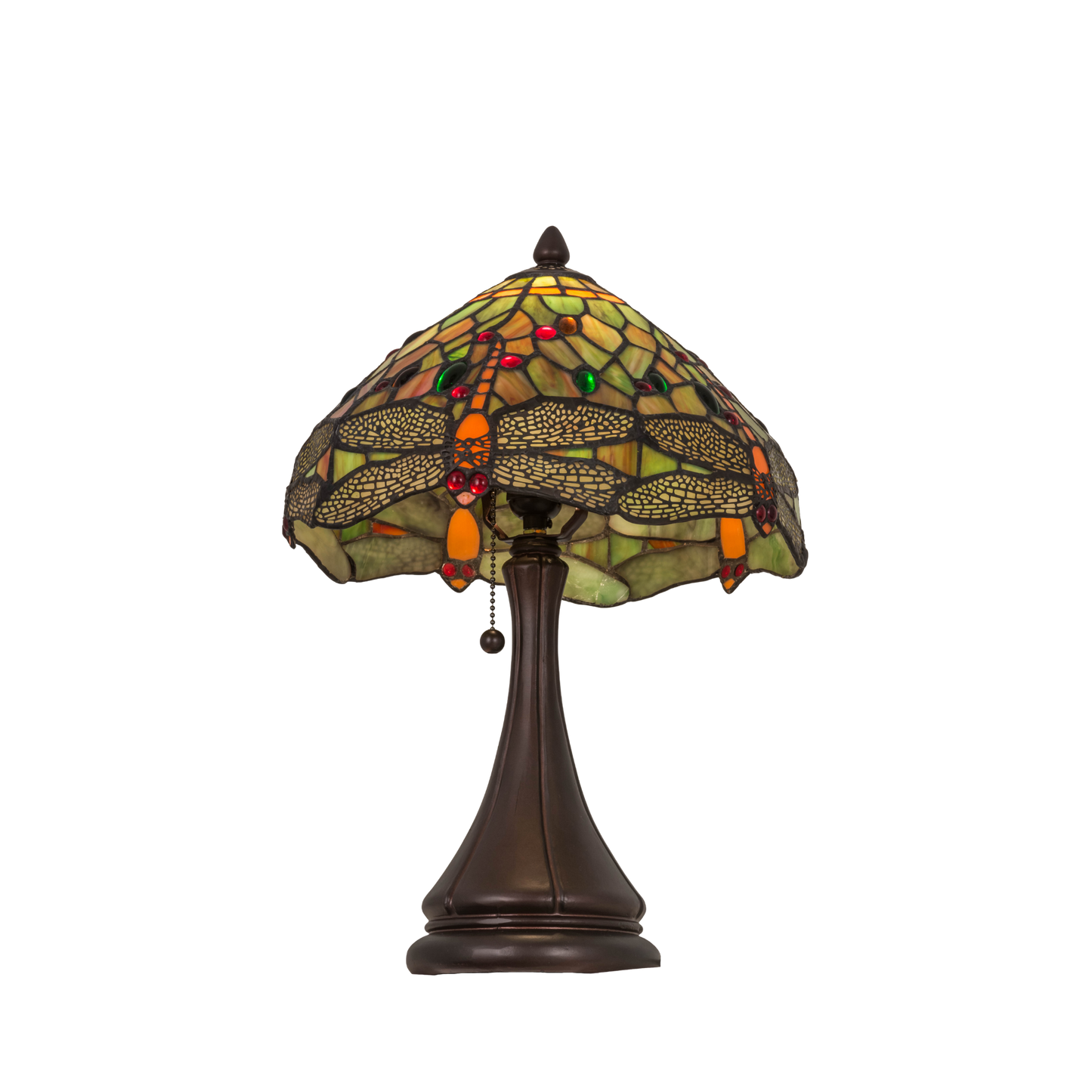18 inch tiffany dragonfly lamp angled upward view. 