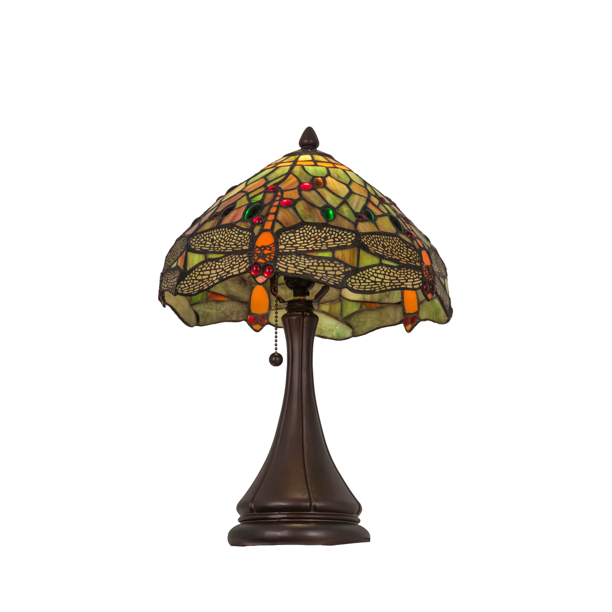 18 inch tiffany dragonfly lamp angled upward view. 