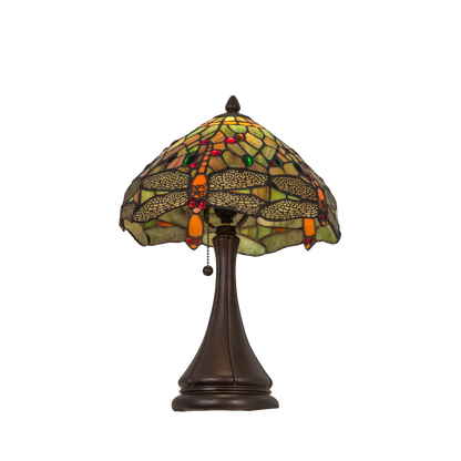 18 inch tiffany dragonfly lamp angled upward view. 