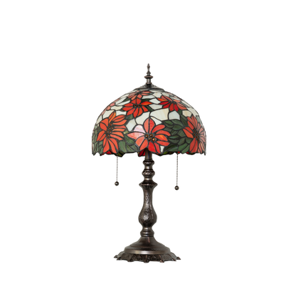 20-inch Tiffany Table Lamp Poinsettia. Lamp lights off