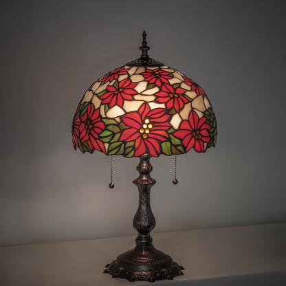 20-inch Tiffany Table Lamp Poinsettia on dark background
