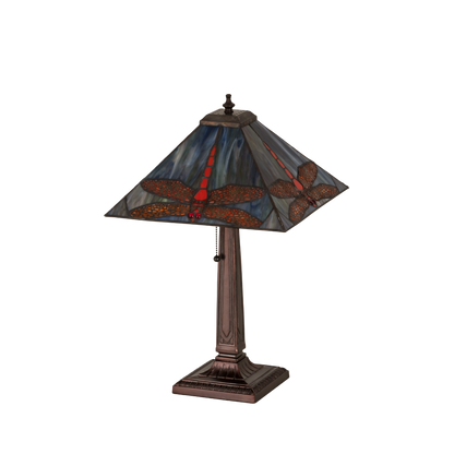 21-inch Tiffany Style Table Lamp Prairie Dragonfly light off