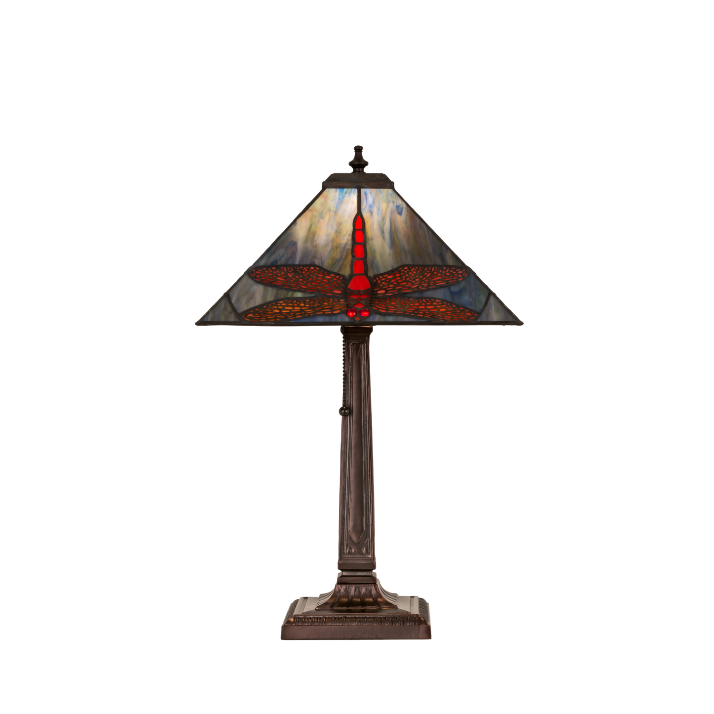 21-inch Tiffany Style Table Lamp Prairie Dragonfly side view 