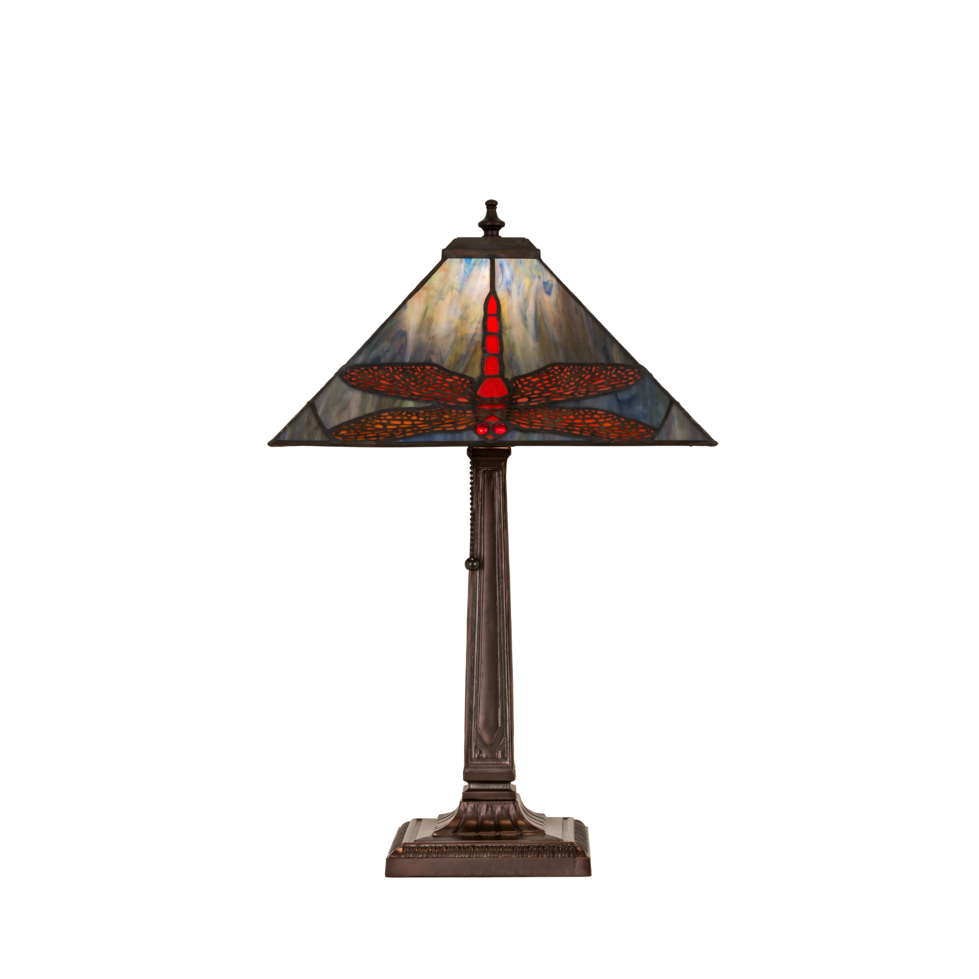 21-inch Tiffany Style Table Lamp Prairie Dragonfly side view 
