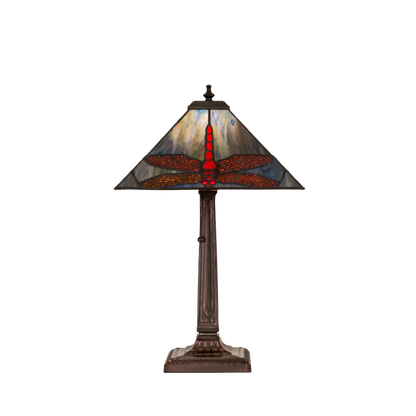 21-inch Tiffany Style Table Lamp Prairie Dragonfly side view 