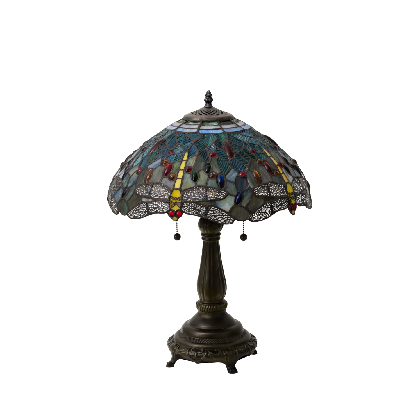 22-Inch Tiffany Table Lamp Dragonfly. Lamp Lights off. 