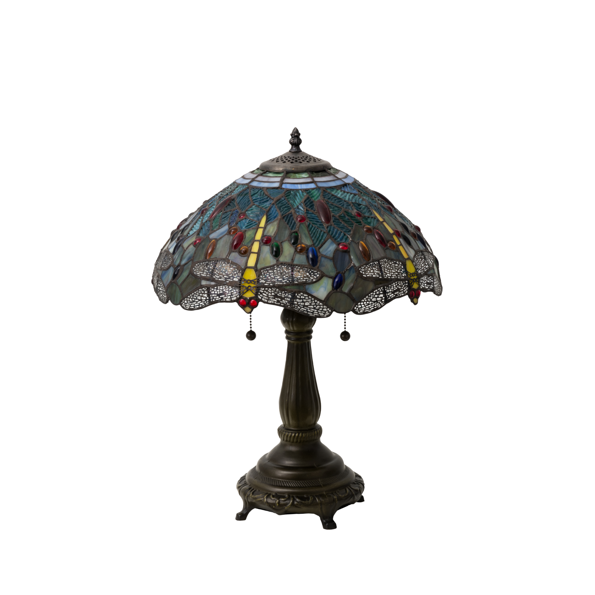 22-Inch Tiffany Table Lamp Dragonfly. Lamp Lights off. 
