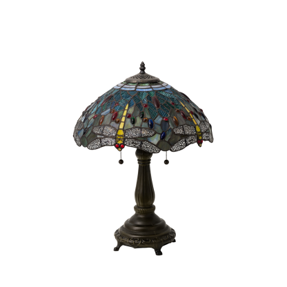 22-Inch Tiffany Table Lamp Dragonfly. Lamp Lights off. 