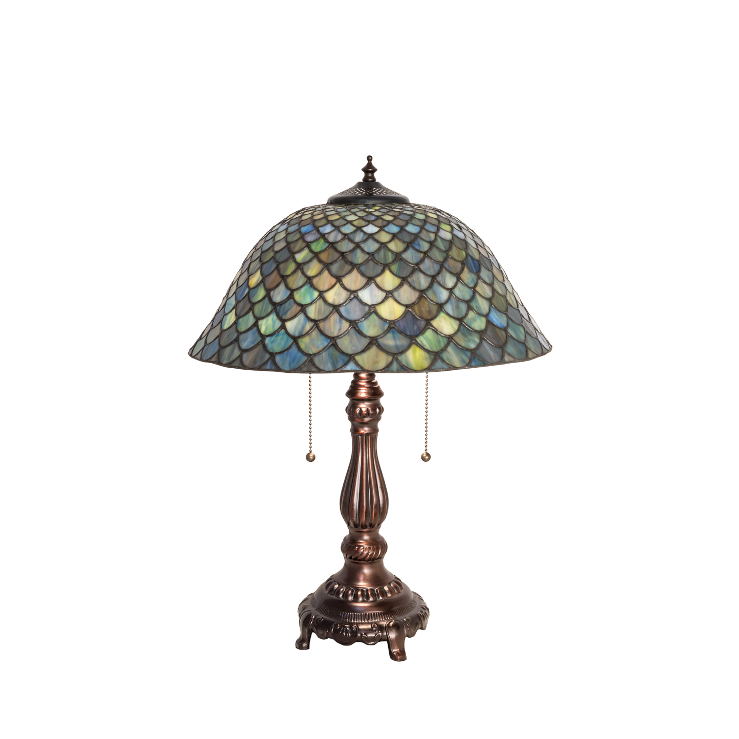 22-inch Tiffany Stained Glass Table Lamp Fishscale by Meyda Lighting