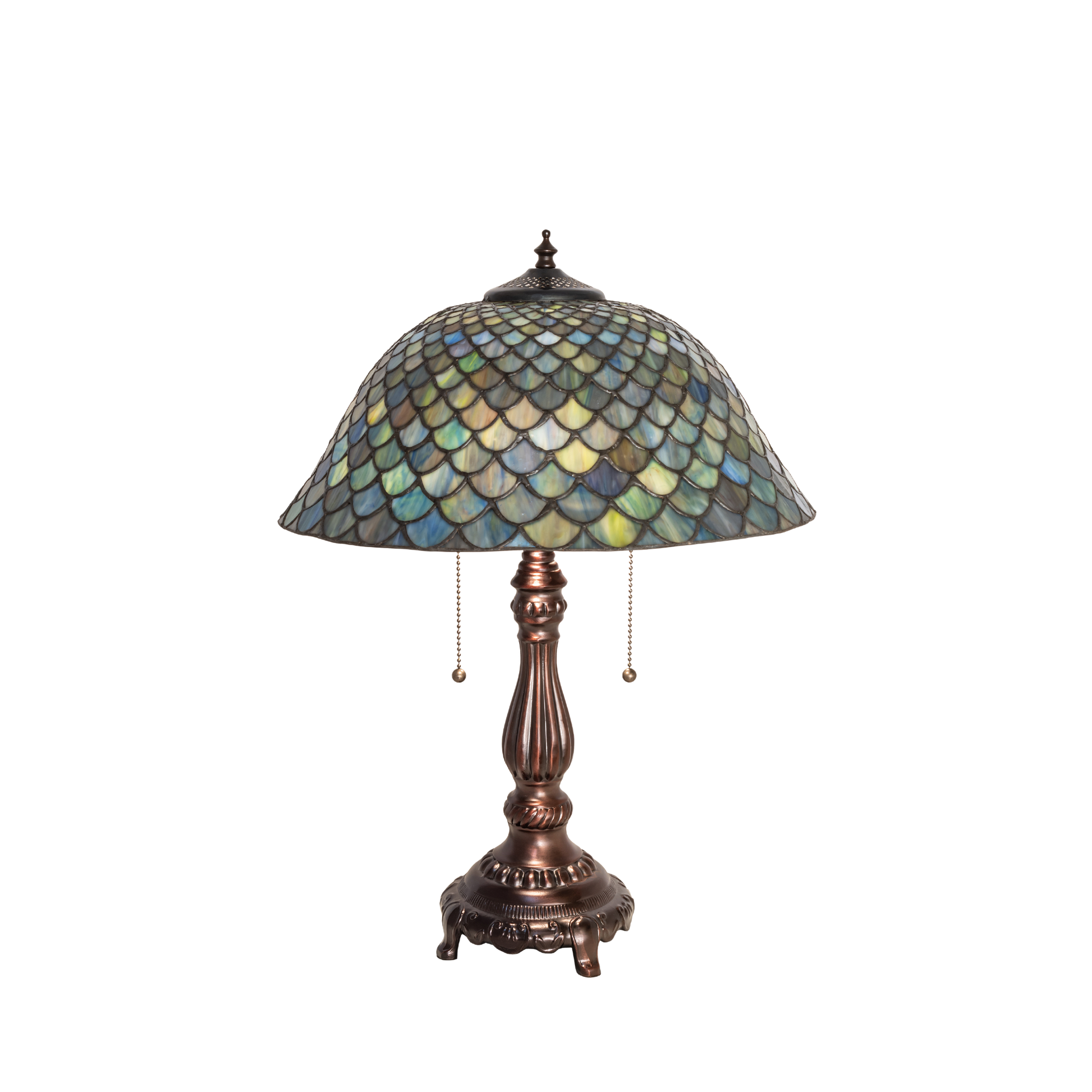 22-inch Tiffany Stained Glass Table Lamp Fishscale by Meyda Lighting