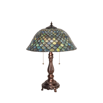 22-inch Tiffany Stained Glass Table Lamp Fishscale by Meyda Lighting