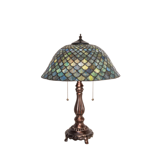22-inch Tiffany Stained Glass Table Lamp Fishscale by Meyda Lighting