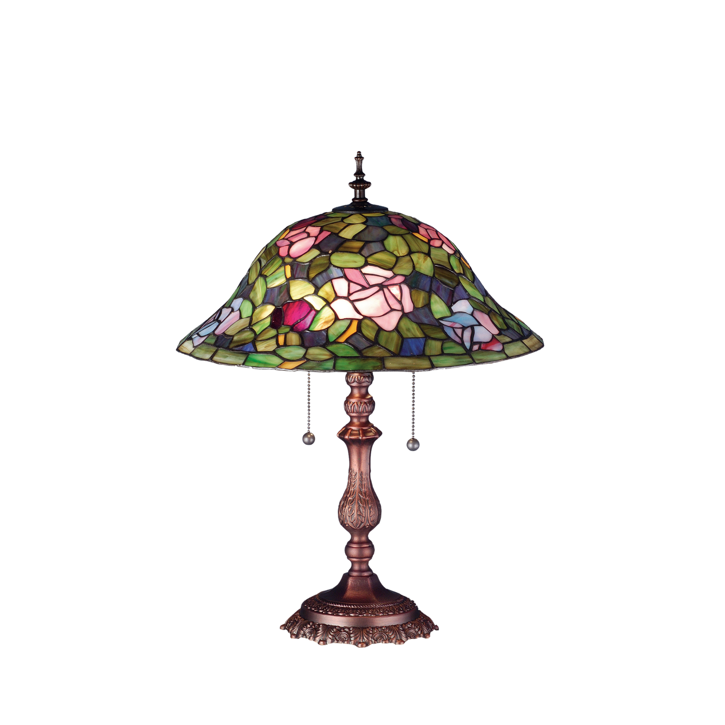 22-inch tiffany stained glass table lamp Rosebush by Meyda Lighting