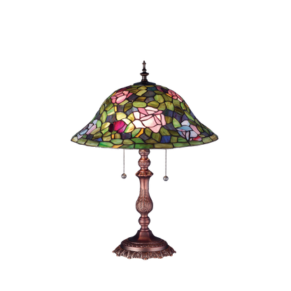 22-inch tiffany stained glass table lamp Rosebush by Meyda Lighting