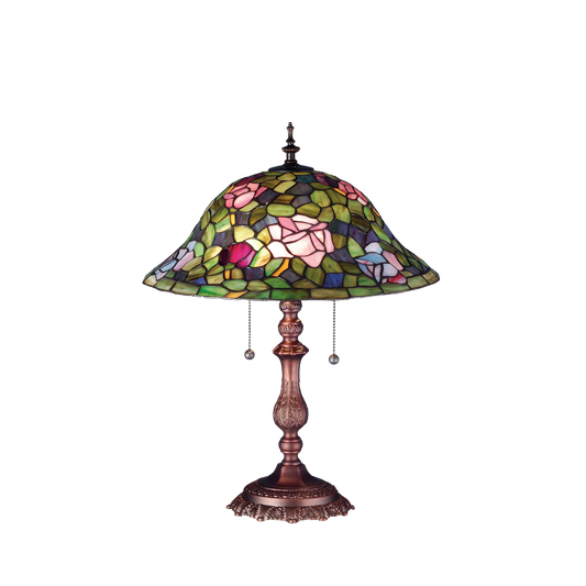 22-inch tiffany stained glass table lamp Rosebush by Meyda Lighting