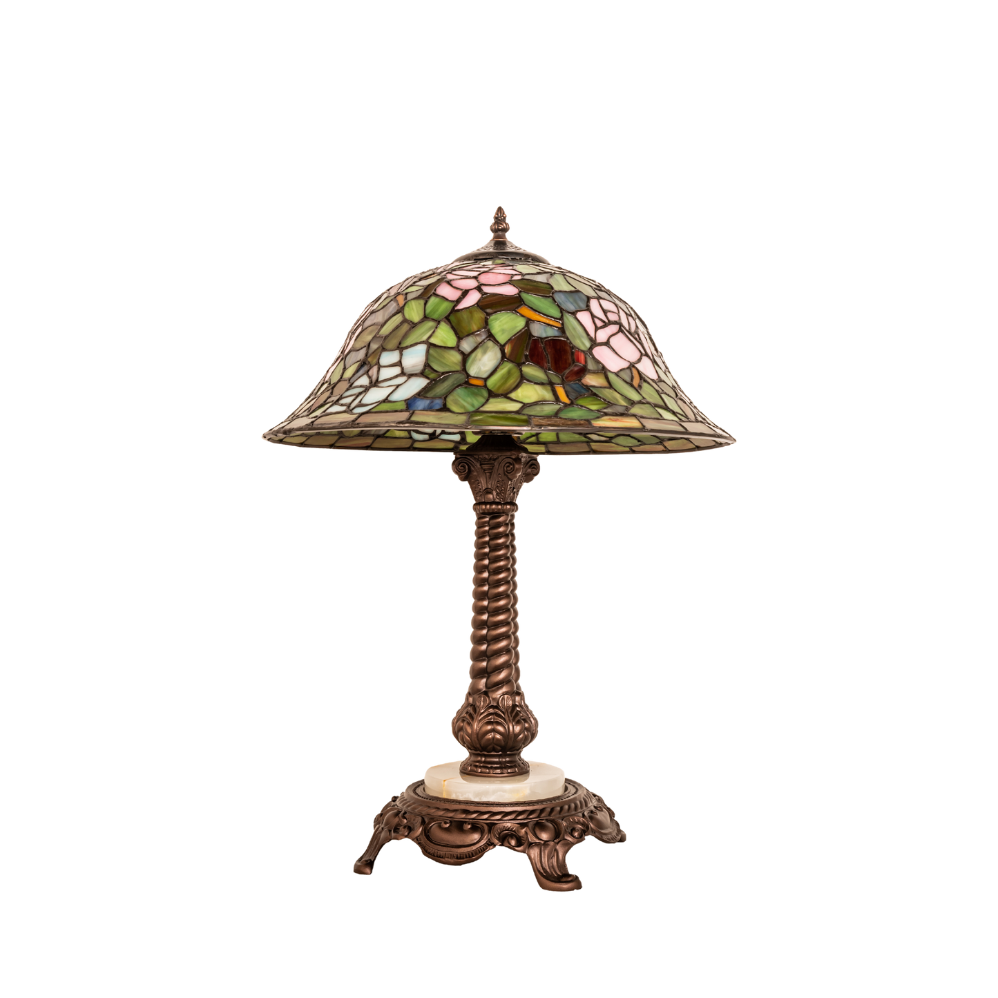 23-inch Tabletop Tiffany Lamp Rosebush. light off
