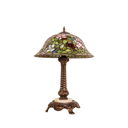23-inch Tabletop Tiffany Lamp Rosebush. light off