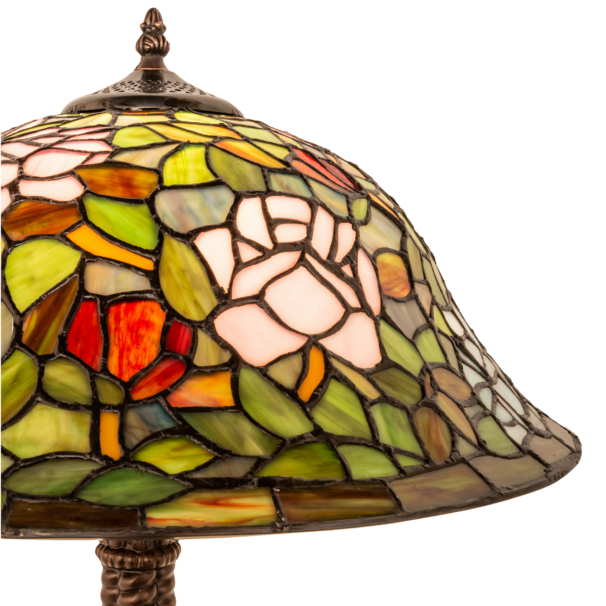 23-inch Tabletop Tiffany Lamp Rosebush by Meyda Lighting close up of shade