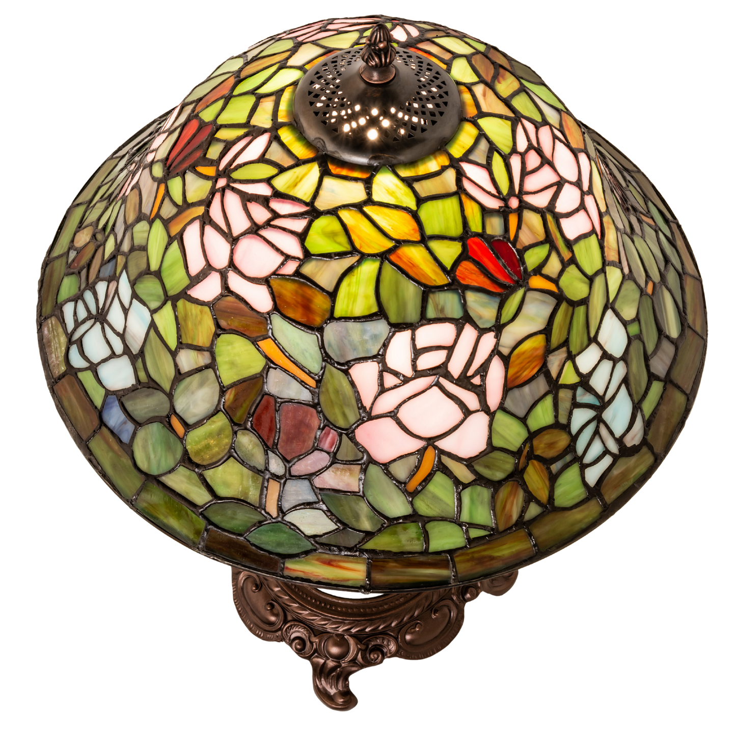 23-inch Tabletop Tiffany Lamp Rosebush by Meyda Lighting top down view