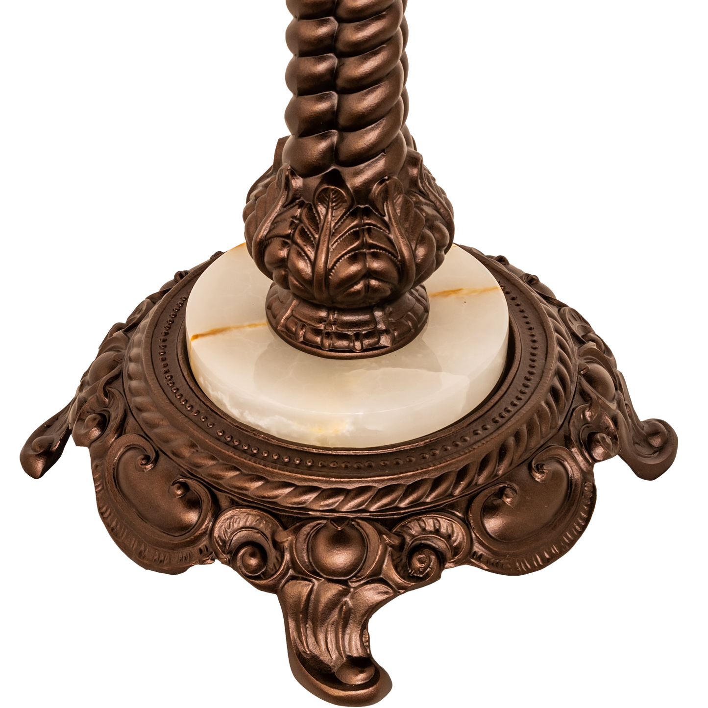 23-inch Tabletop Tiffany Lamp Rosebush. Close up of base.