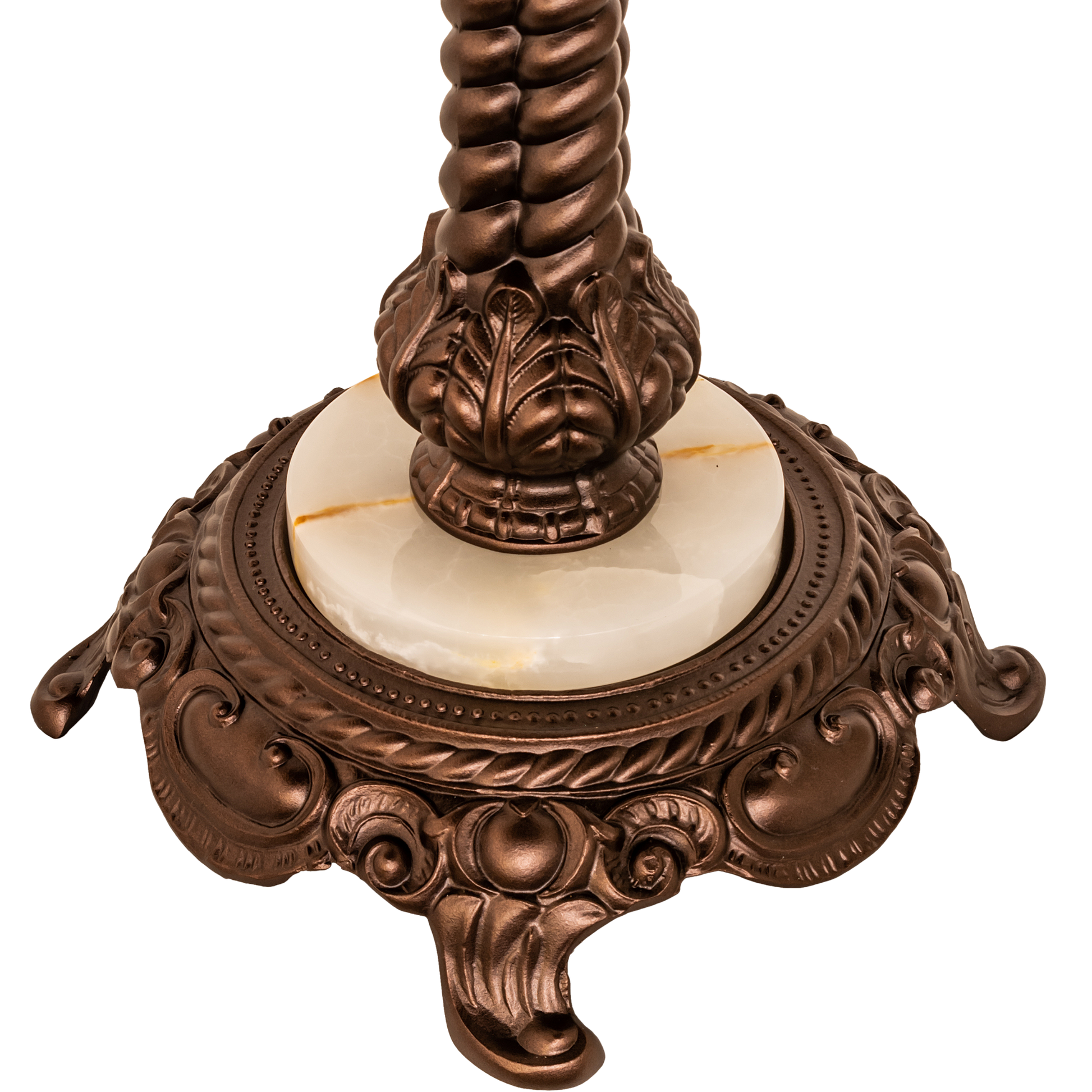 23-inch Tabletop Tiffany Lamp Rosebush. Close up of base.