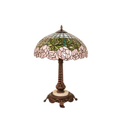 23-inch Tiffany Glass Table Lamp Cabbage Rose by Meyda Lighting