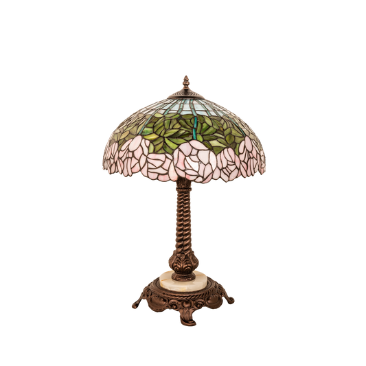 23-inch Tiffany Glass Table Lamp Cabbage Rose by Meyda Lighting