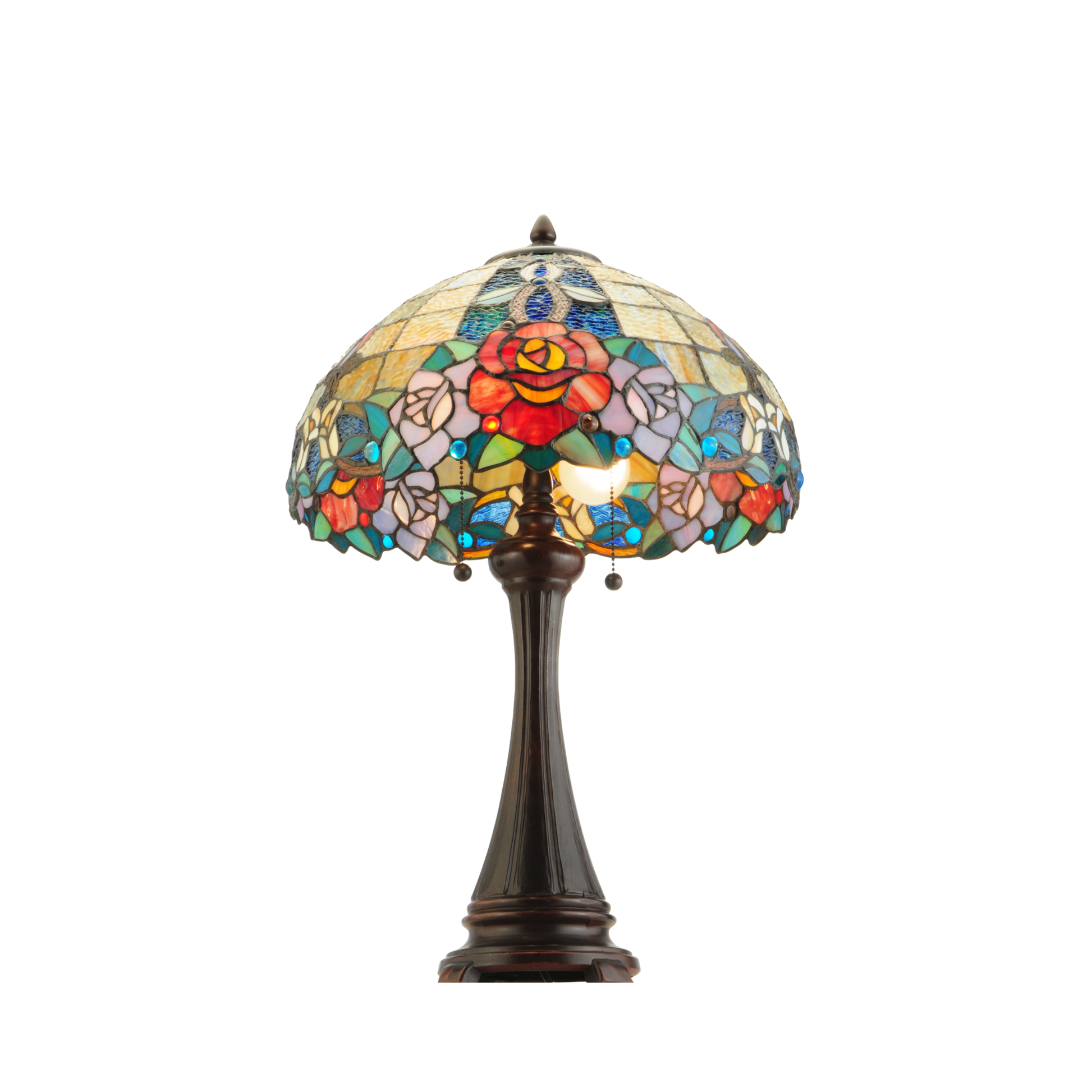 25-inch tabletop tiffany lamp Rose Vine angled up view