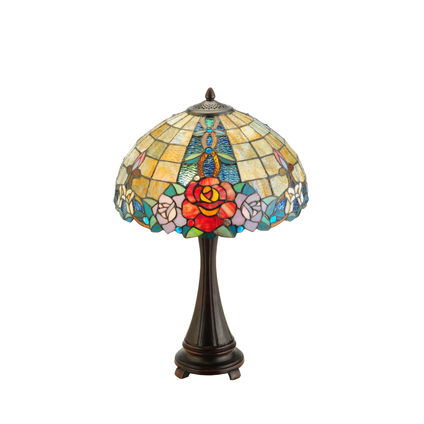 25-inch tabletop tiffany lamp Rose Vine angled view