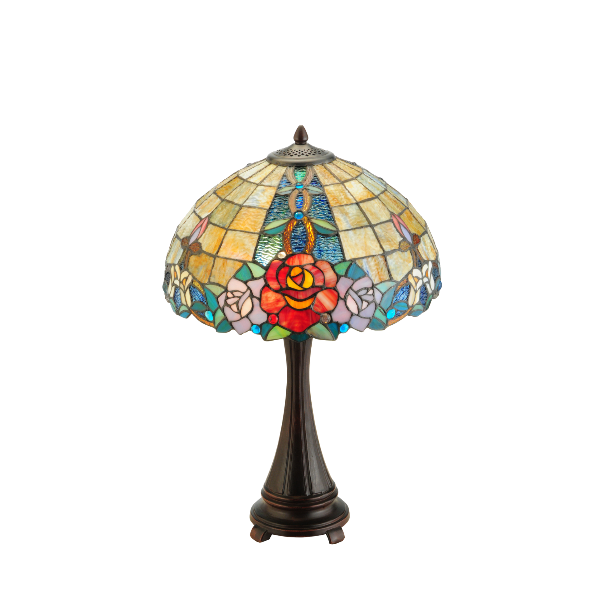 25-inch tabletop tiffany lamp Rose Vine angled view