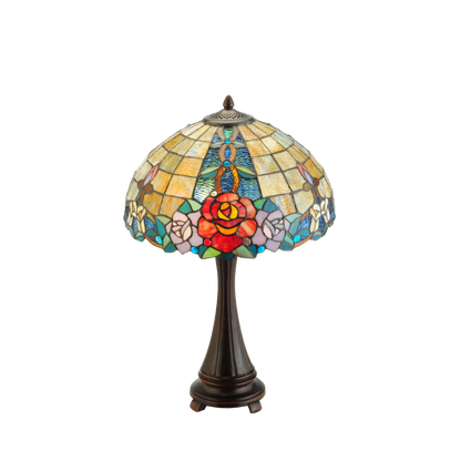 25-inch tabletop tiffany lamp Rose Vine angled view