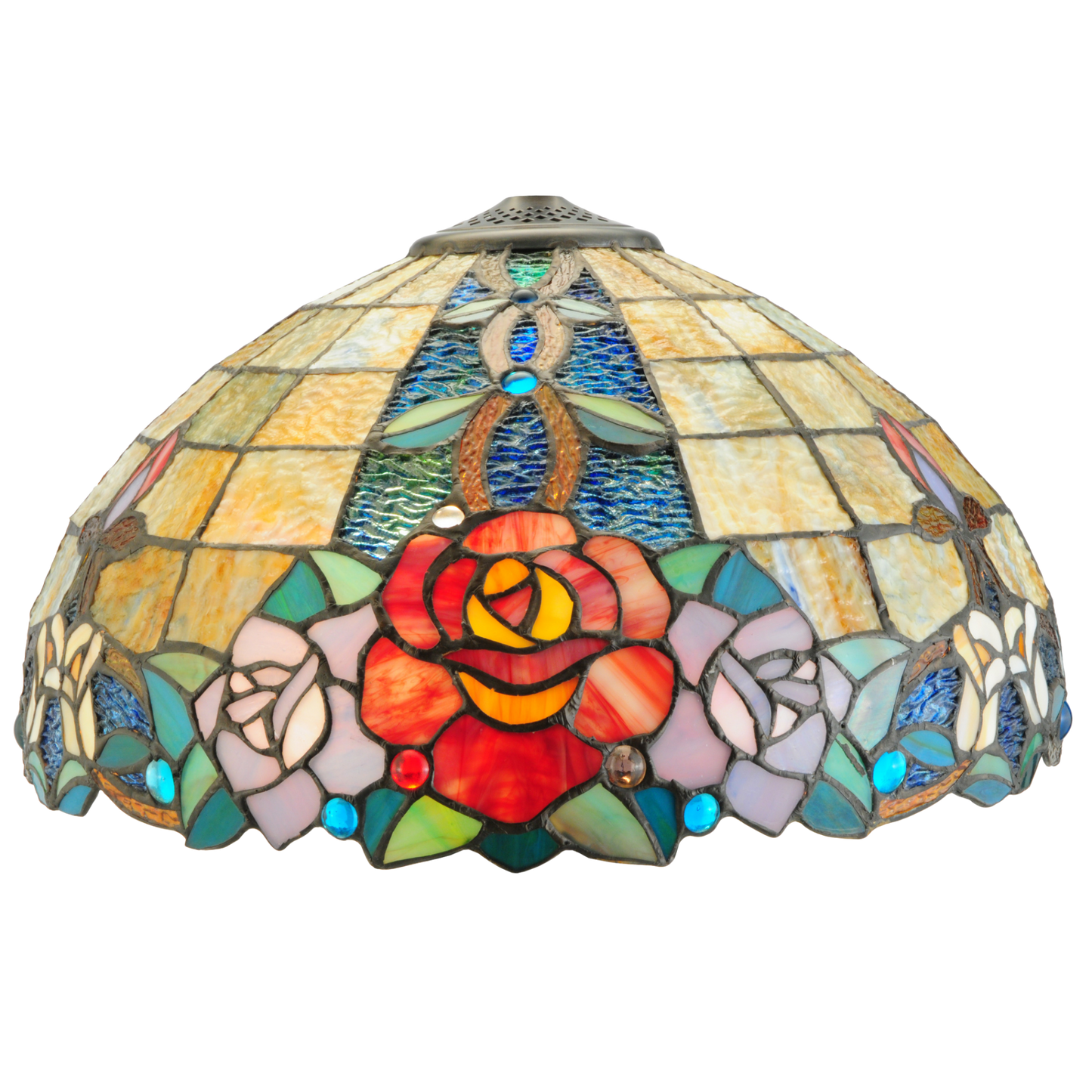 25-inch tabletop tiffany lamp Rose Vine  closeup of shade