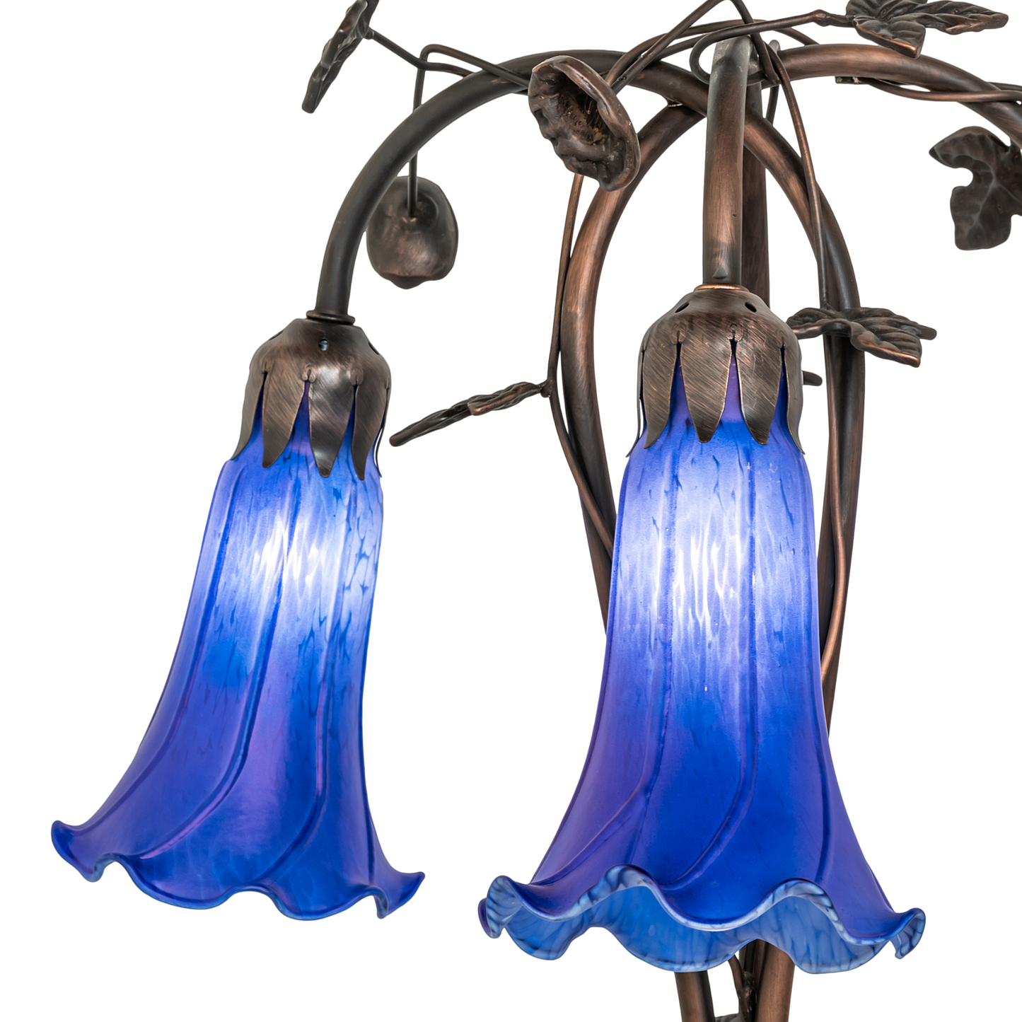 Close up of 58-Inch Tiffany Floor Lamp  Blue Pond Lily 3-Light shade by Meyda Lighting