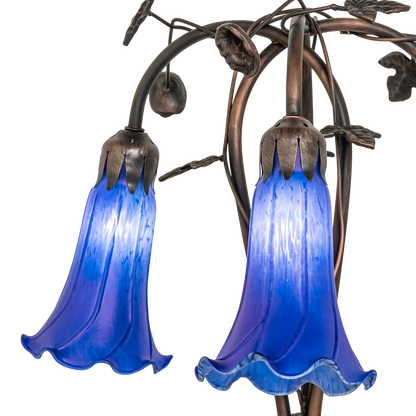 Close up of 58-Inch Tiffany Floor Lamp  Blue Pond Lily 3-Light shade by Meyda Lighting