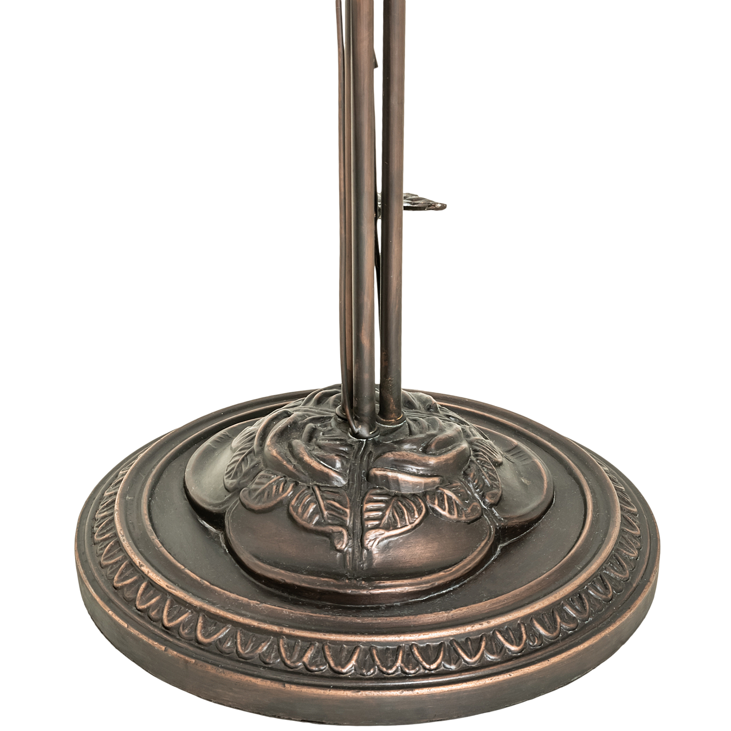 58-inch Tiffany floor lamp blue pond lily. Close up of base. 