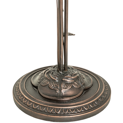 58-inch Tiffany floor lamp blue pond lily. Close up of base. 