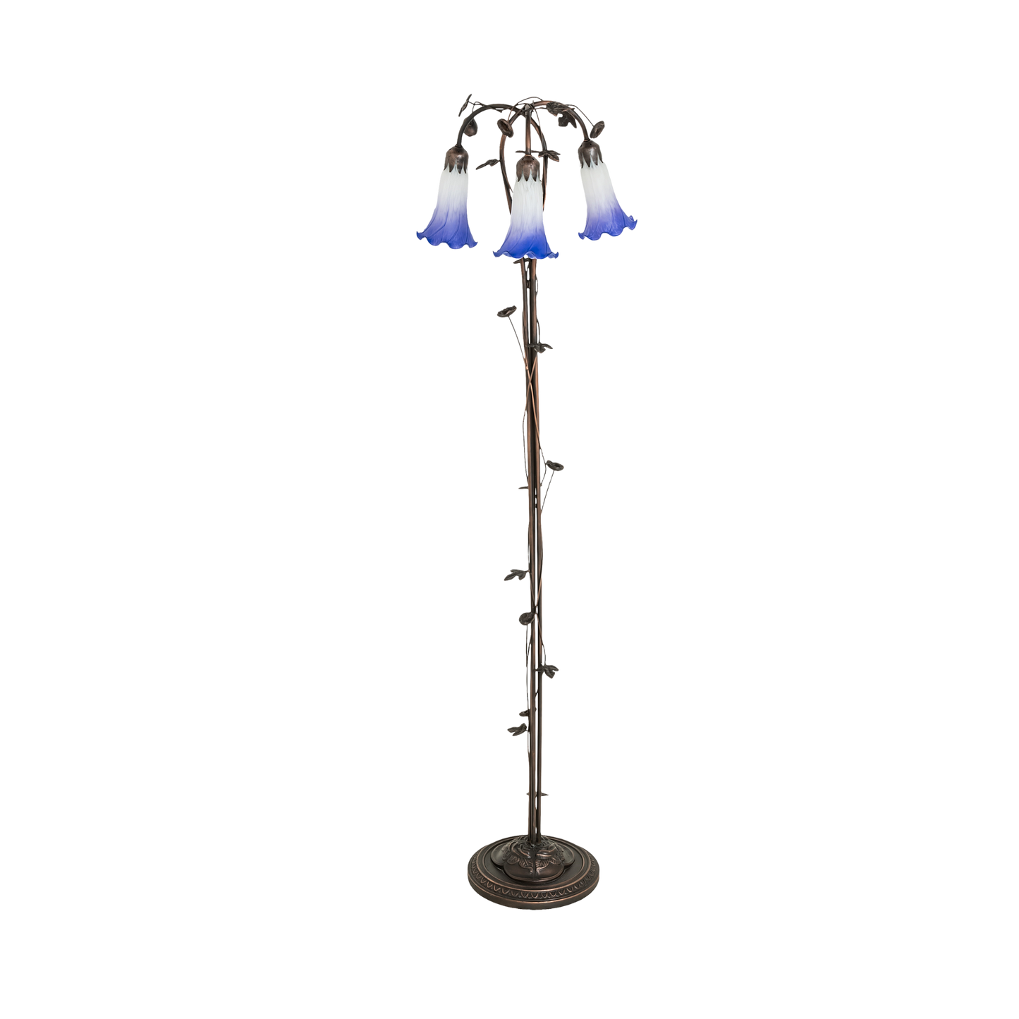 58-inch Tiffany floor lamp blue pond lily. Lamp lights off. 