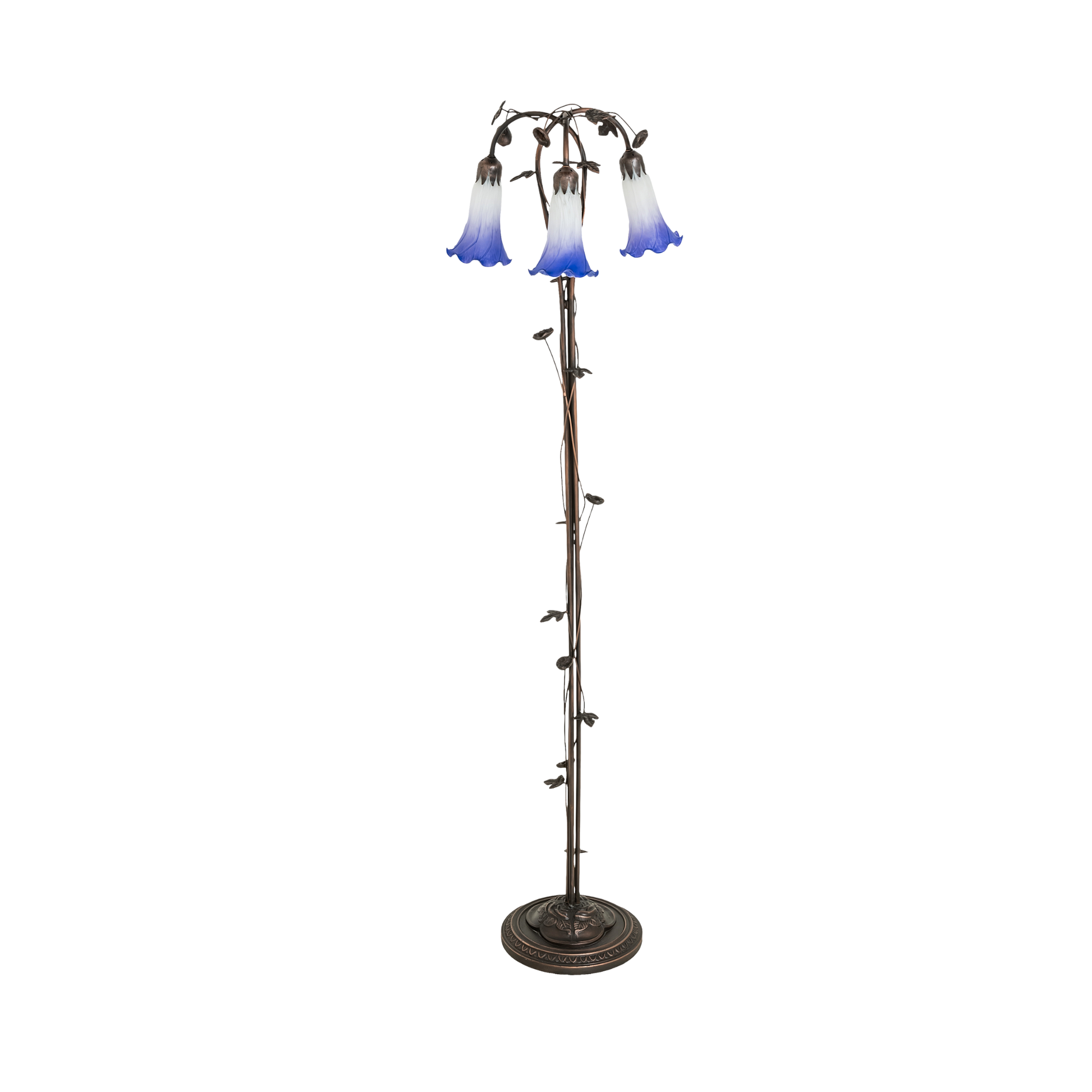 58-inch Tiffany floor lamp blue pond lily. Lamp lights off. 