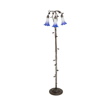 58-inch Tiffany floor lamp blue pond lily. Lamp lights off. 