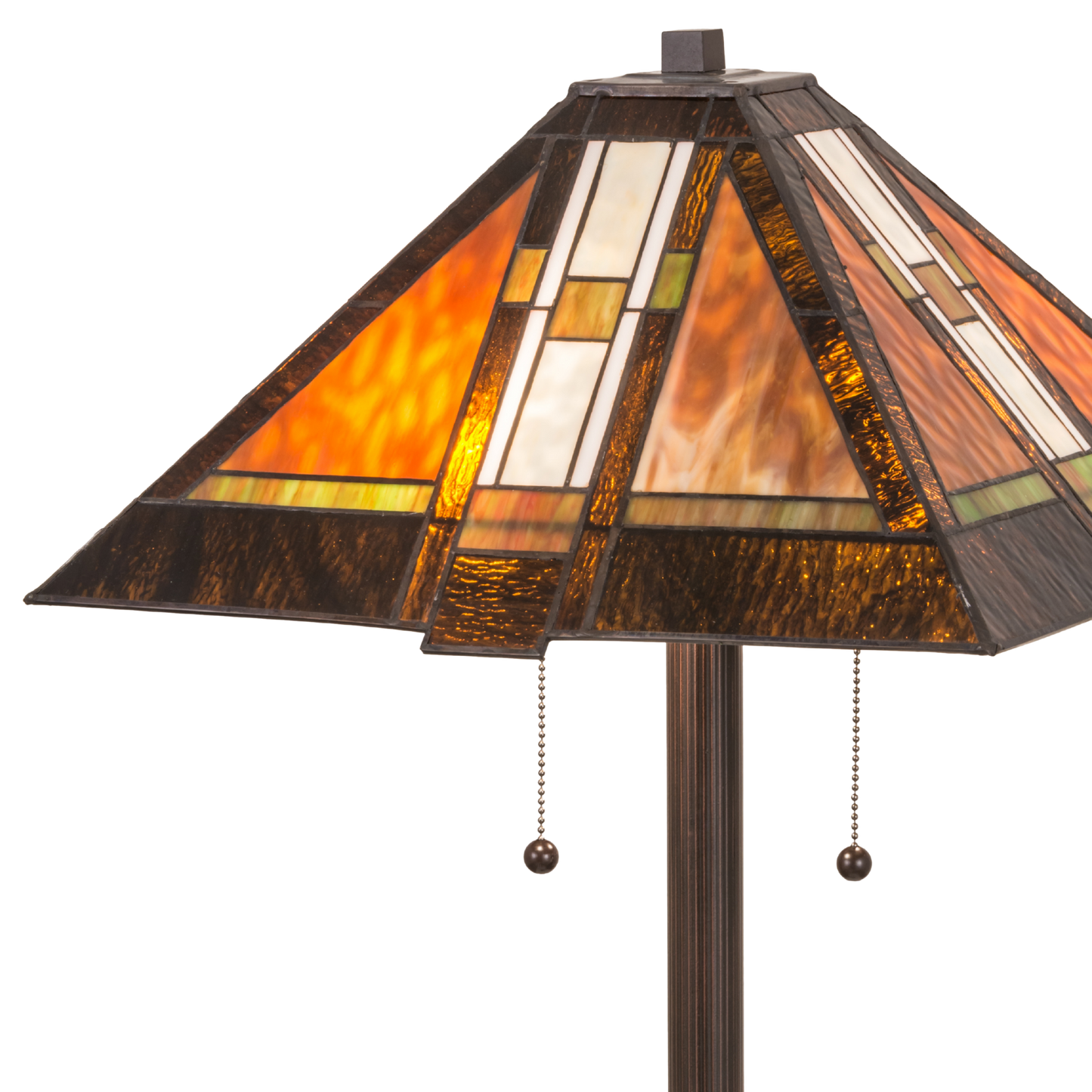 61-inch Mission Style Stained Glass Lamp Montana Mission Floor Lamp by Meyda Lighting. Close up of shade