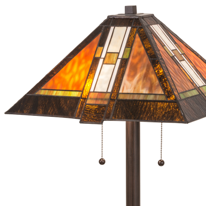 61-inch Mission Style Stained Glass Lamp Montana Mission Floor Lamp by Meyda Lighting. Close up of shade