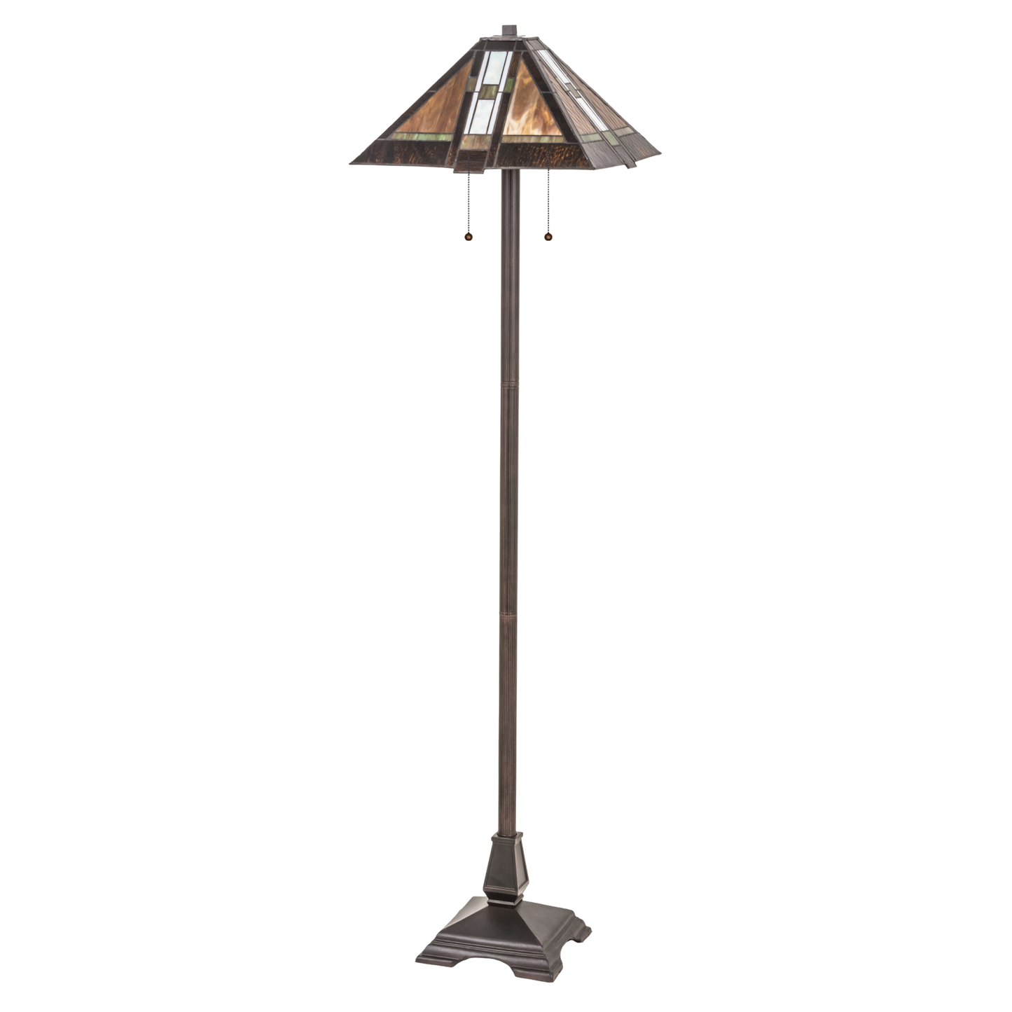 61-inch Mission Style Stained Glass Lamp Montana Mission Floor Lamp by Meyda Lighting. Lights off. 