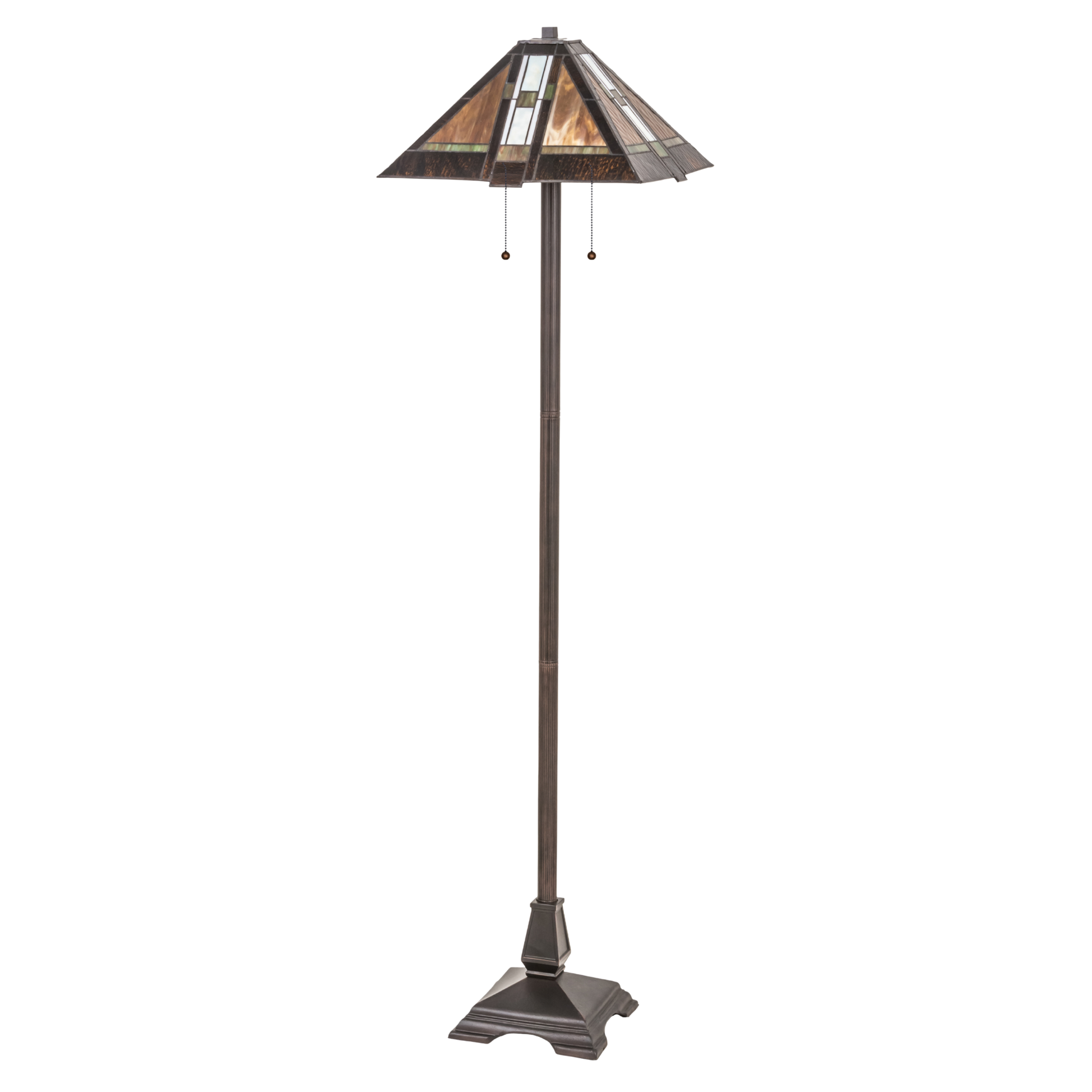 61-inch Mission Style Stained Glass Lamp Montana Mission Floor Lamp by Meyda Lighting. Lights off. 
