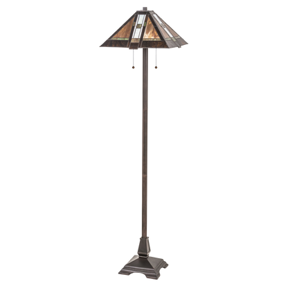 61-inch Mission Style Stained Glass Lamp Montana Mission Floor Lamp by Meyda Lighting. Lights off. 
