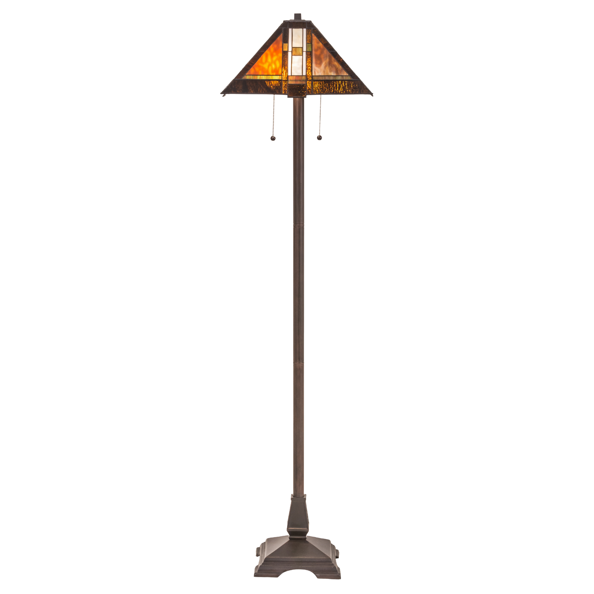 61-inch Mission Style Stained Glass Lamp Montana Mission Floor Lamp by Meyda Lighting. Side view. 